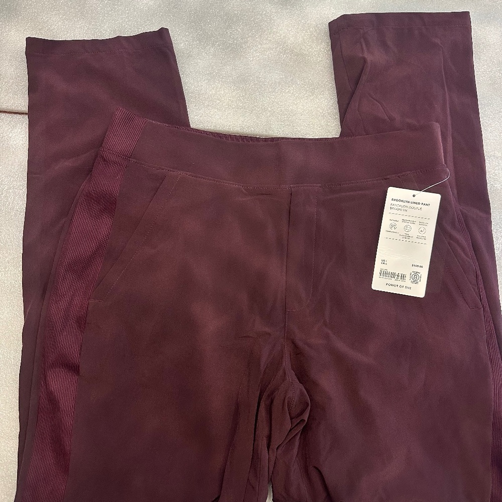 Athleta Brooklyn Lined Pant Size 6 Burgundy